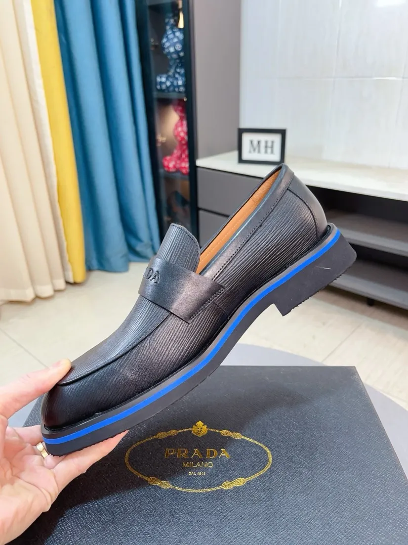 Men's shoes 💰540🌹🌹【PRADA Leather Shoes】Top purchasing agency Original imported Italian custom-made open-edge beaded cowhide leather surface, fully imported water-dyed breathable cowhide lining, original factory special molded sole super comfortable, size: 38-44